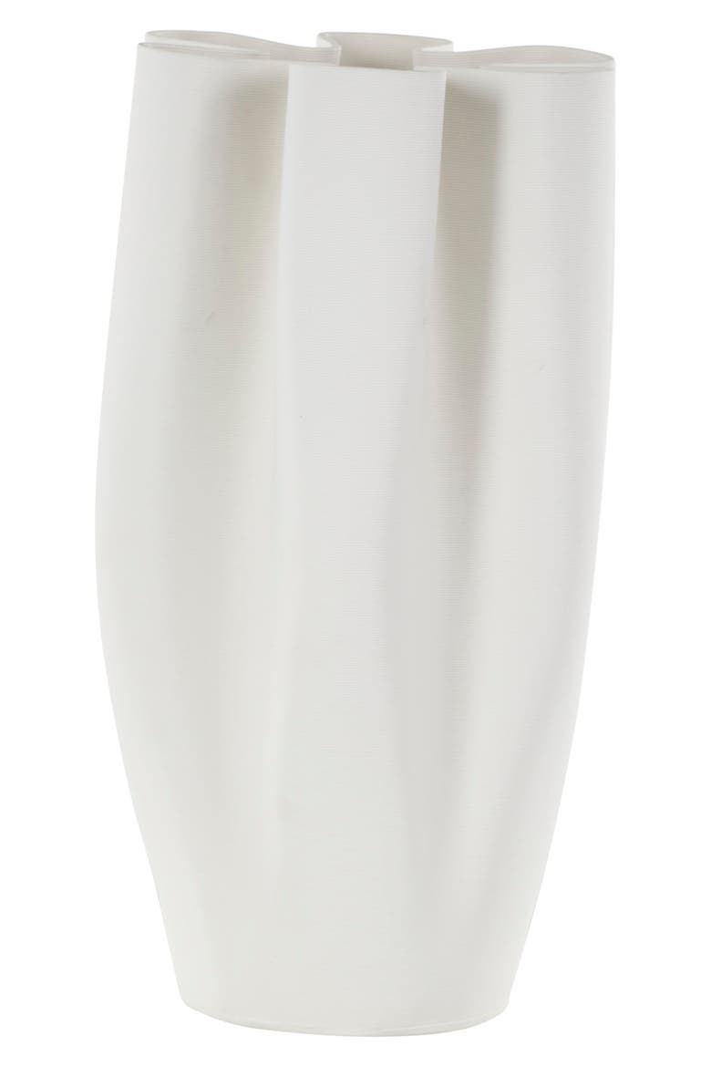 Fluted Ceramic Vase, Alternate, color, WHITE