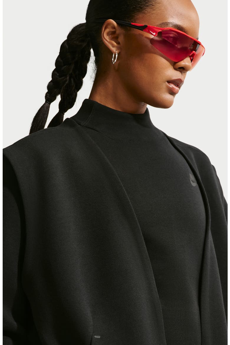 Oversized Sleeveless Tech Fleece Duster, Alternate, color, BLACK/ BLACK
