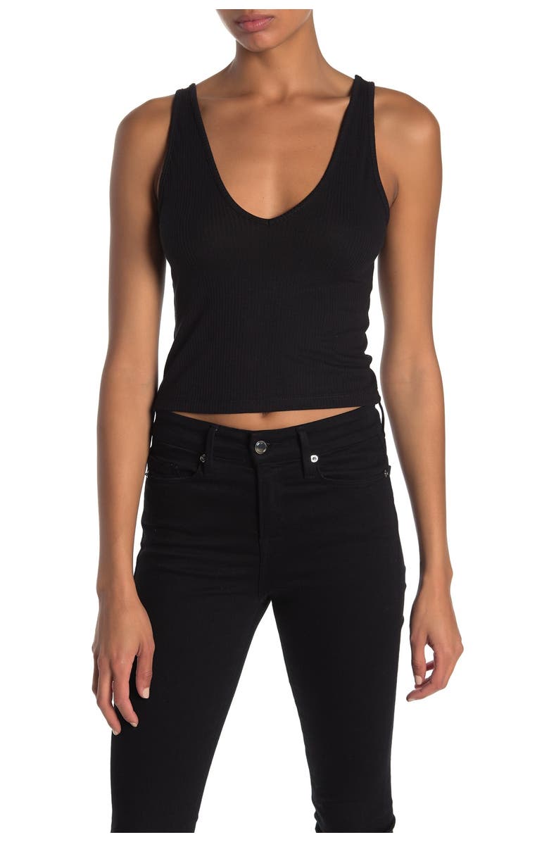 Abound Double V-Neck Ribbed Crop Tank Top, Main, color,