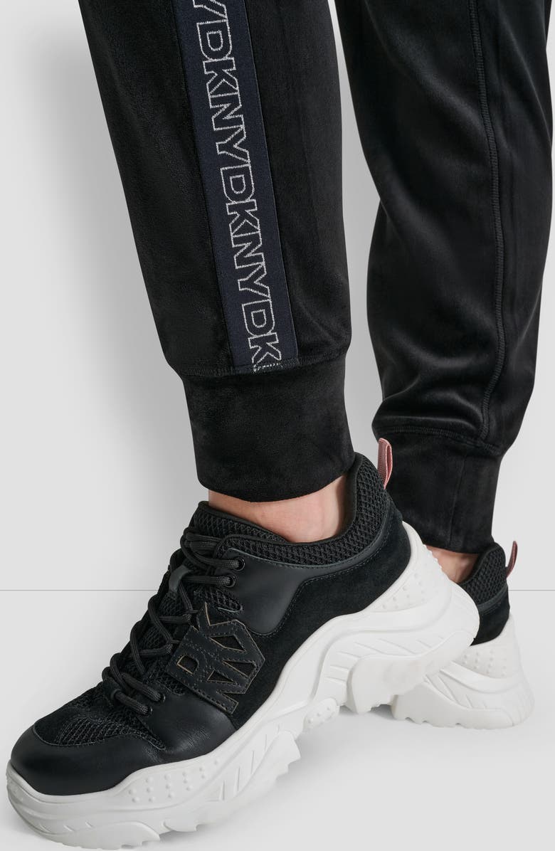 DKNY Mid Rise Slim Fit Joggers, Alternate, color, Black/ Silver