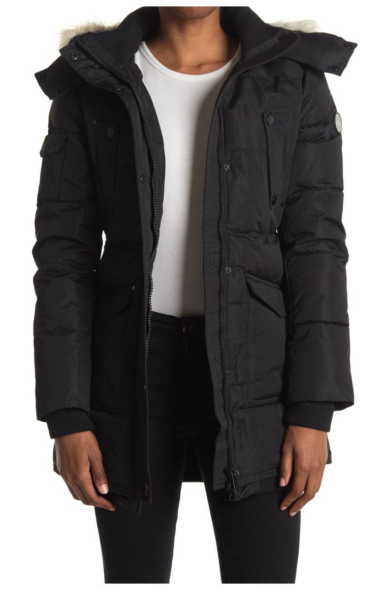 Noize Astrid Heavyweight Faux Fur Trim Jacket, Main, color, 