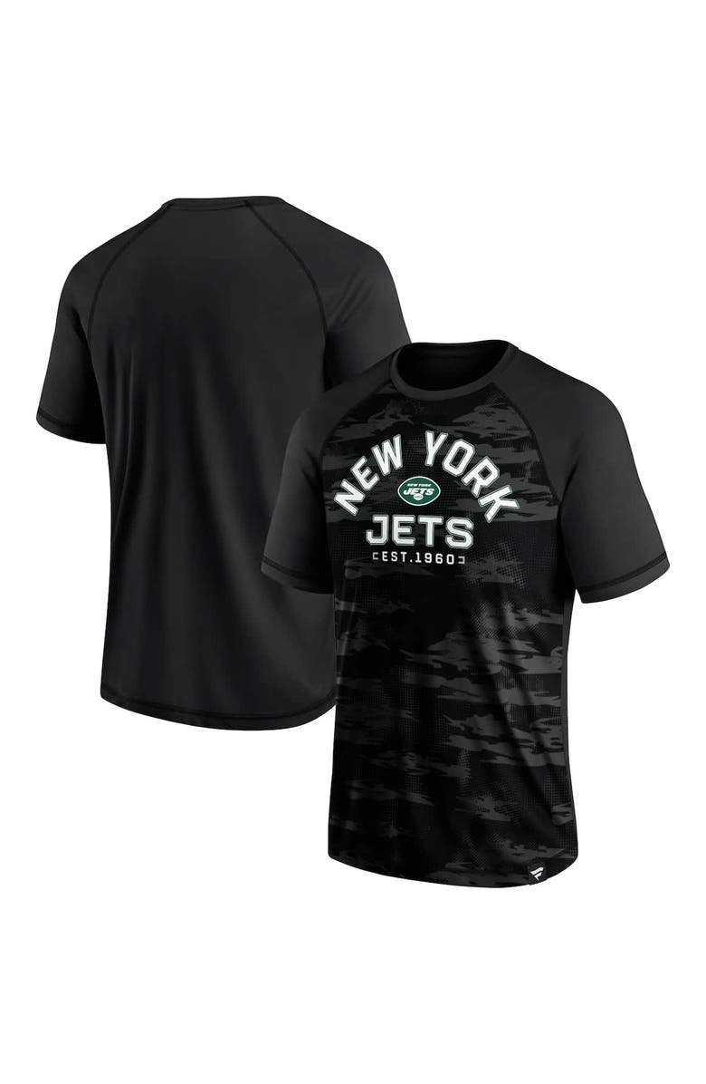 FANATICS Men's Fanatics New York Jets Blackout Hail Mary Raglan T-Shirt, Main, color, Black