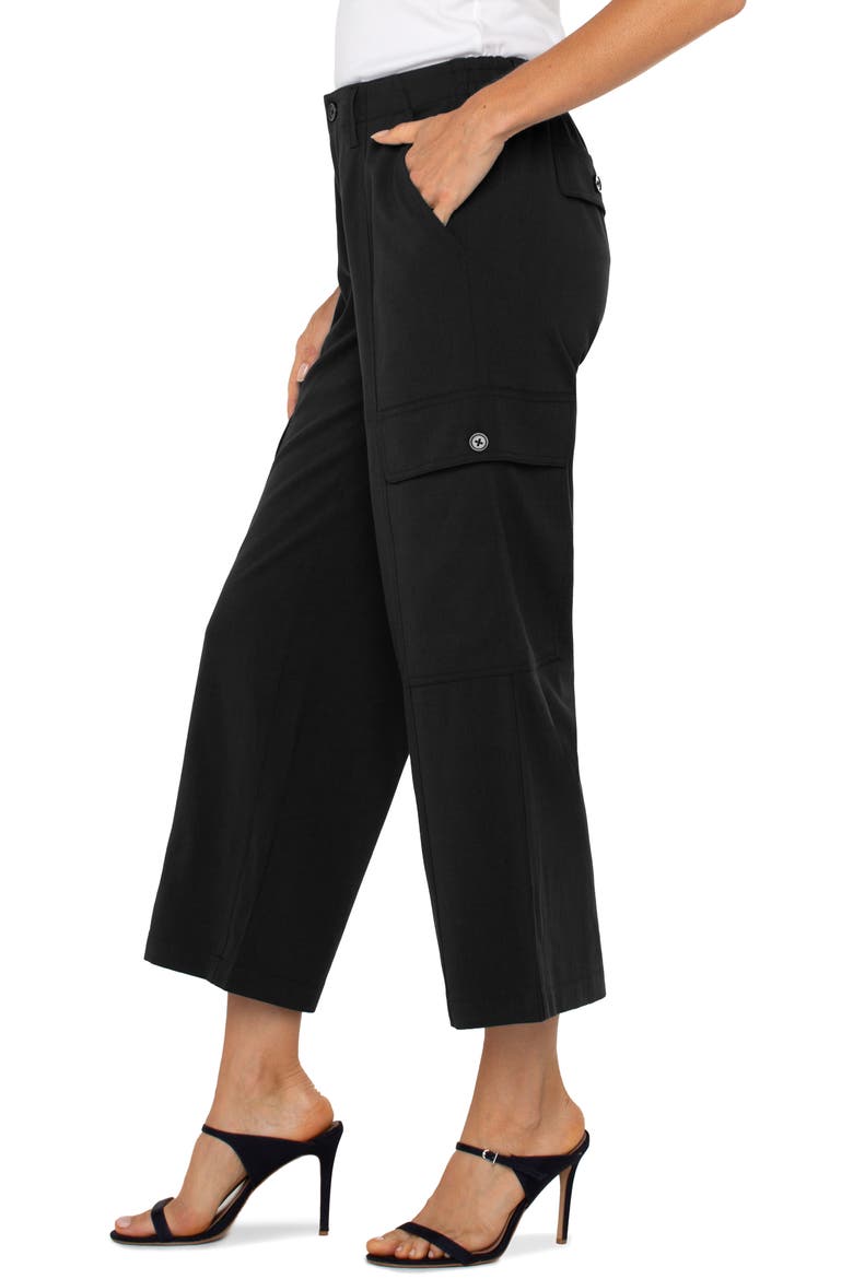 High Waist Crop Wide Leg Cargo Pants, Alternate, color, BLACK