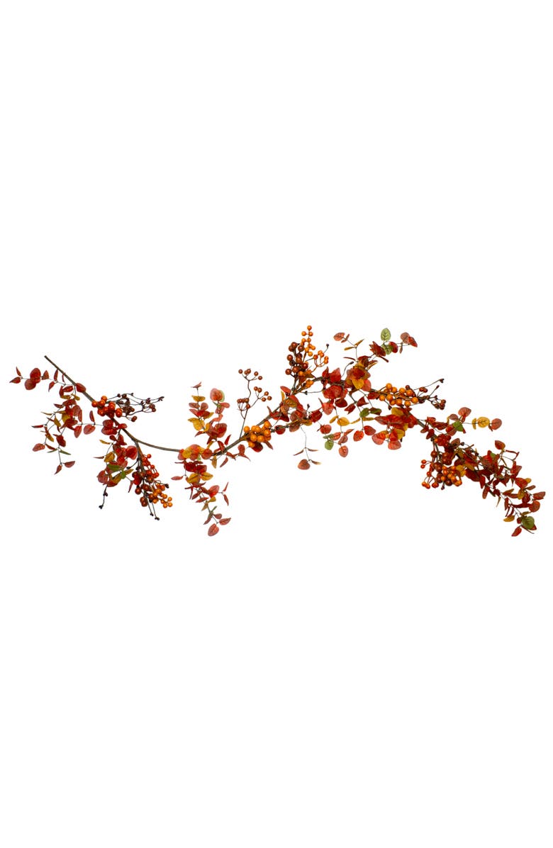 Northlight Berry Branches and Eucalyptus Leaves Artificial Fall Harvest Garland - 5' x 6", Main, color, Red