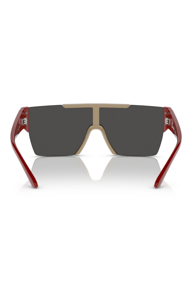 Kids' 28mm Flat Top Shield Sunglasses, Alternate, color, BEIGE / DARK GREY