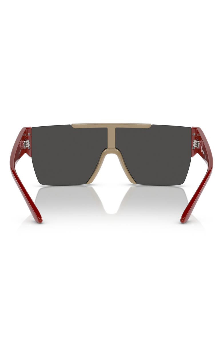 Burberry Kids' 28mm Flat Top Shield Sunglasses, Alternate, color, Beige / Dark Grey