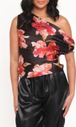Petal & Pup Yolanda One-Shoulder Satin Top