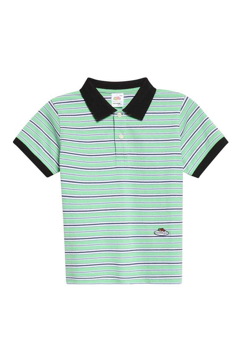 Striped Jersey Baby Polo, Main, color, GREEN STRIPE