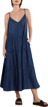 Wash Lab Denim Felicity Flounce Tiered Denim Dress