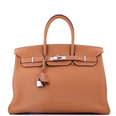 Birkin Handbag Brown Togo with Palladium Hardware 35