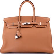 Pre-Owned Hermes Birkin Handbag Brown Togo with Palladium Hardware 35