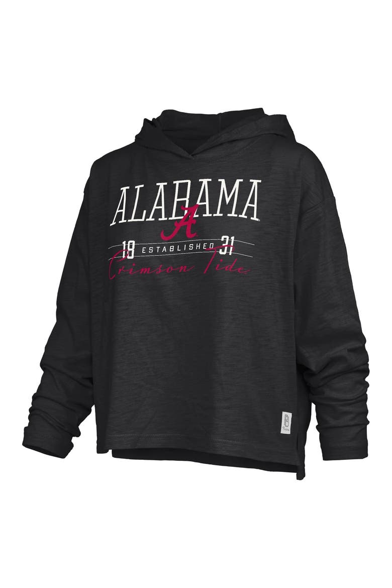 Women's Pressbox  Black Alabama Crimson Tide Castillo Slub Waist Length Long Sleeve Hooded T-Shirt, Alternate, color, Black