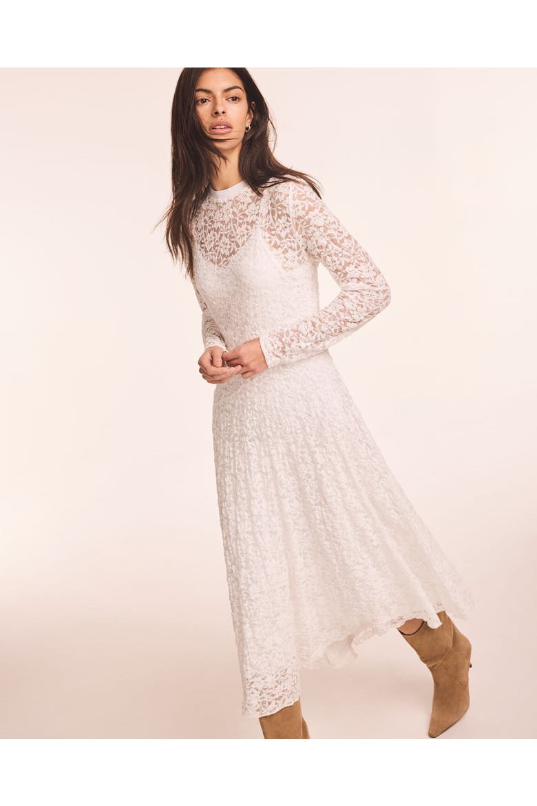 Lace Full Asymmetric Midi Dress, Alternate, color, Ivory