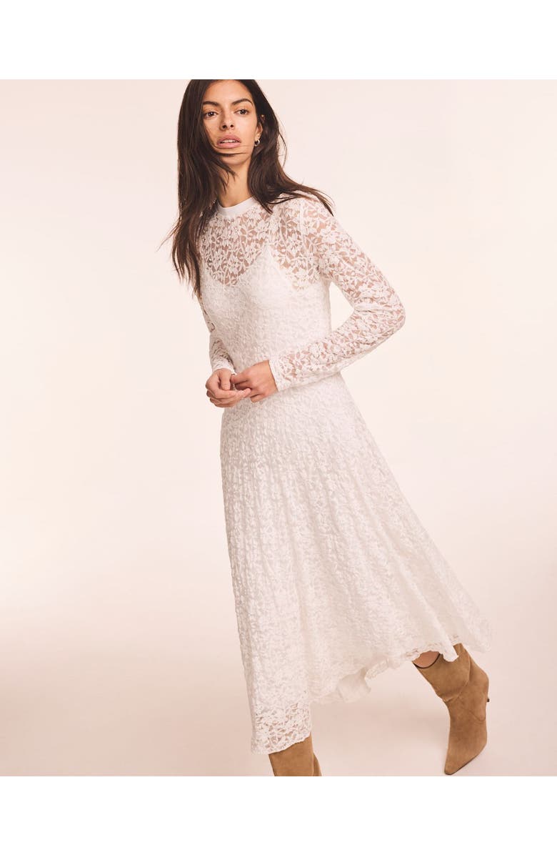 MINT VELVET Lace Full Asymmetric Midi Dress, Alternate, color, Ivory
