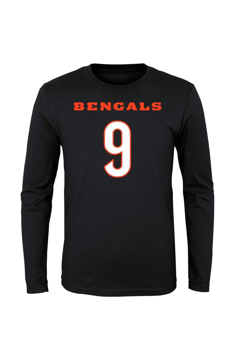 Outerstuff Youth Joe Burrow Black Cincinnati Bengals Mainliner Player Name & Number Long Sleeve T-Shirt, Alternate, color, 