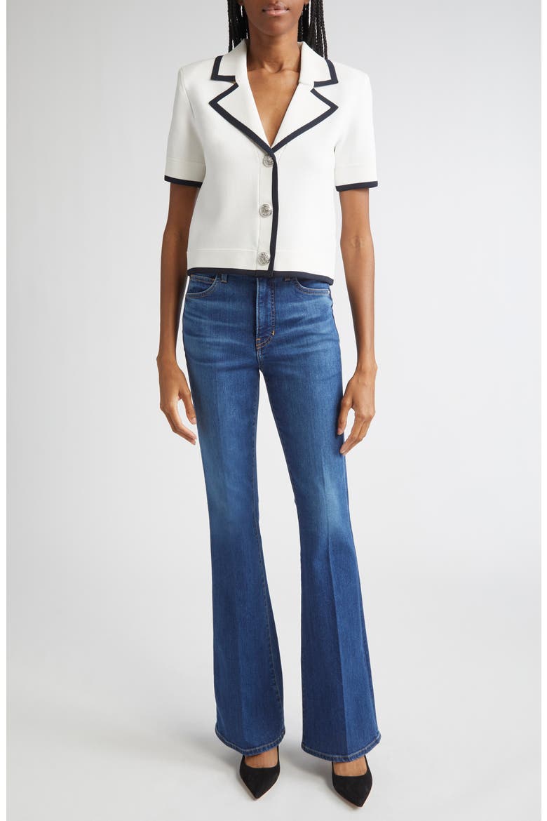 Stovall Contrast Detail Crop Knit Jacket, Alternate, color, OFF WHITE