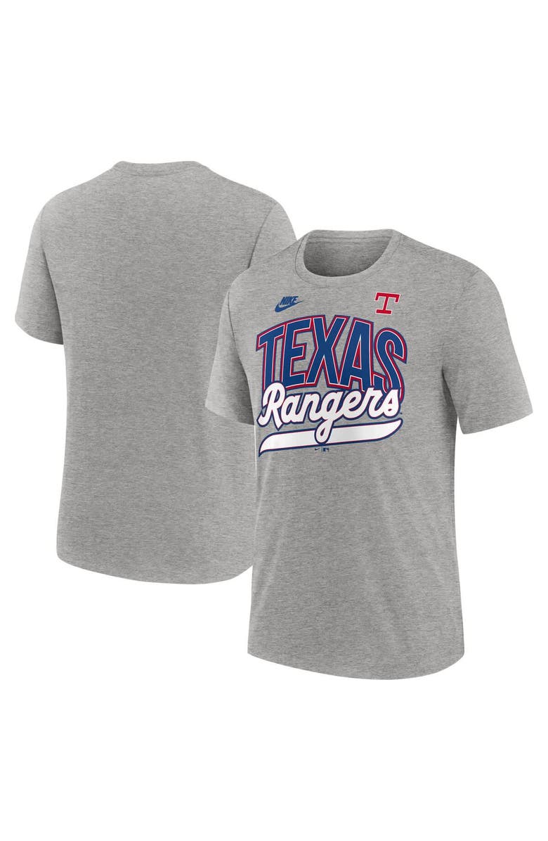 Nike Men's Nike Heather Gray Texas Rangers Cooperstown Collection Retro Tri-Blend T-Shirt, Alternate, color, Heather Gray