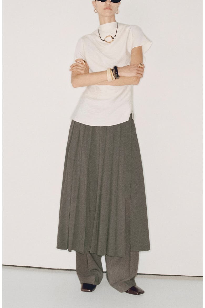 Pleated Maxi Skirt, Alternate, color, KHAKI BROWN