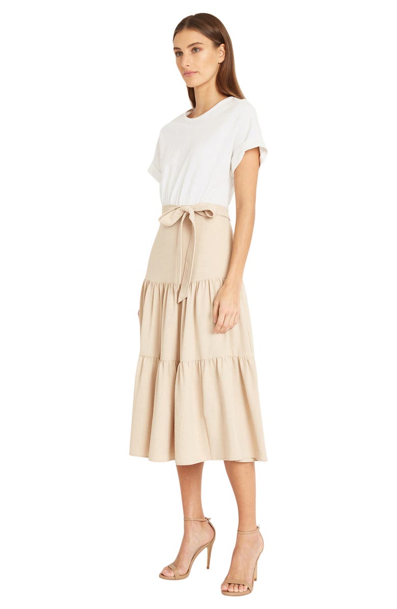 DONNA MORGAN FOR MAGGY Jersey Mixed Media Midi Dress, Alternate, color,