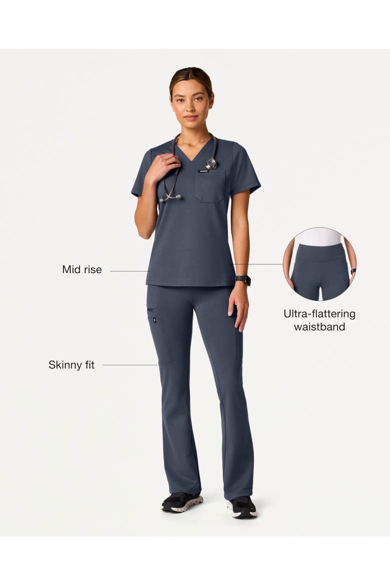Perri UltraSOFT Women's Yoga Scrub Pant - 5 Pockets Skinny Fit, Alternate, color, Carbon Grey