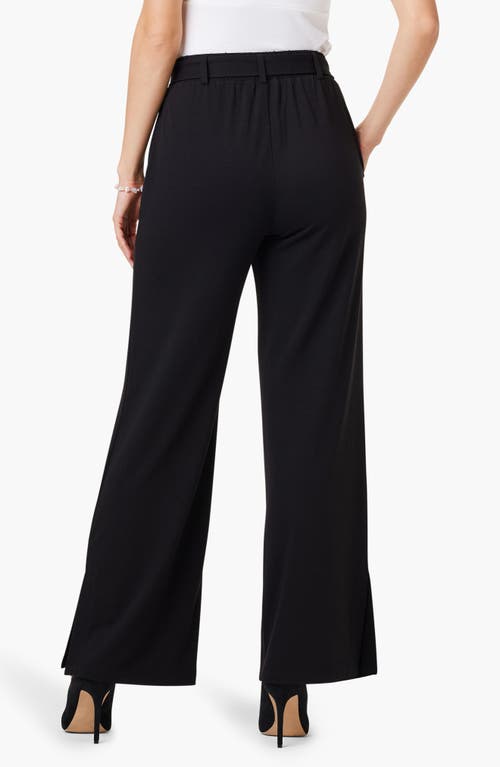 Nic + Zoe Polished Belted Jersey Wide Leg Pants In Black Onyx
