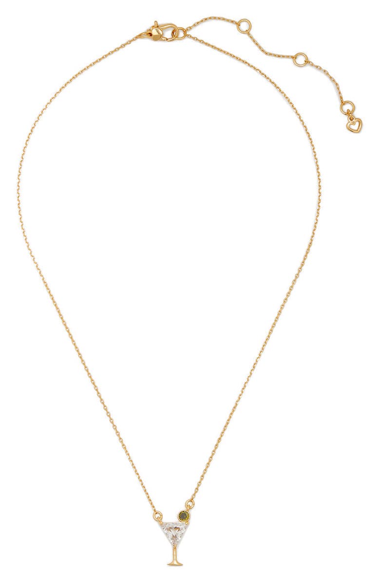 Kate Spade New York shaken or stirred mini pendant neckalace, Alternate, color, Clear/ Gold