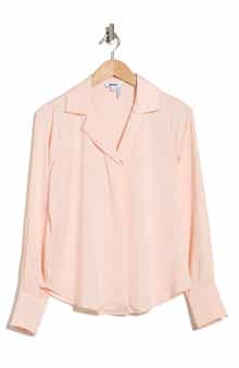DKNY Long Sleeve Textured Satin Button-Up Shirt
