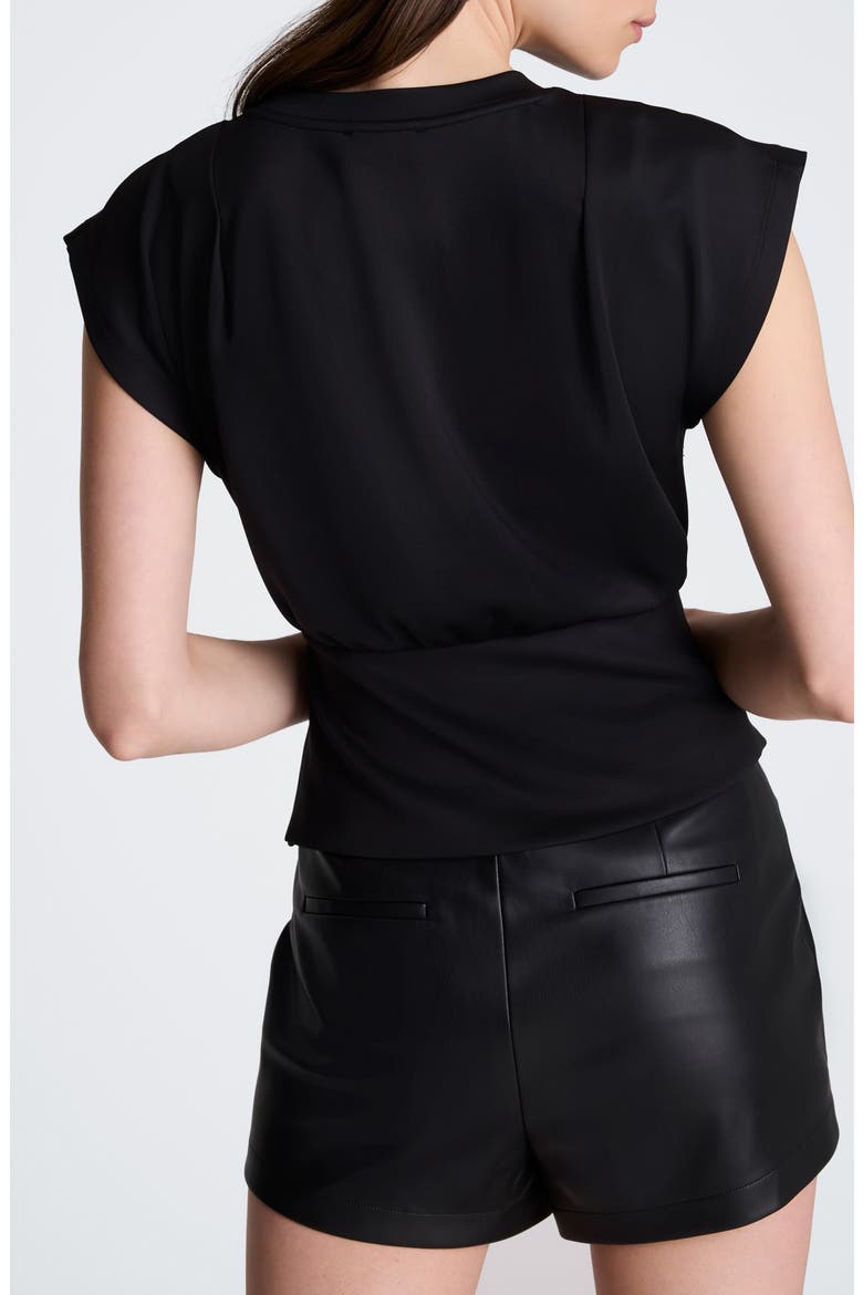 Shoulder Pleat Sleeveless Crewneck Top, Alternate, color, BLACK