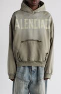 Balenciaga Tape Type Ripped Pocket Large Fit Fleece Hoodie
