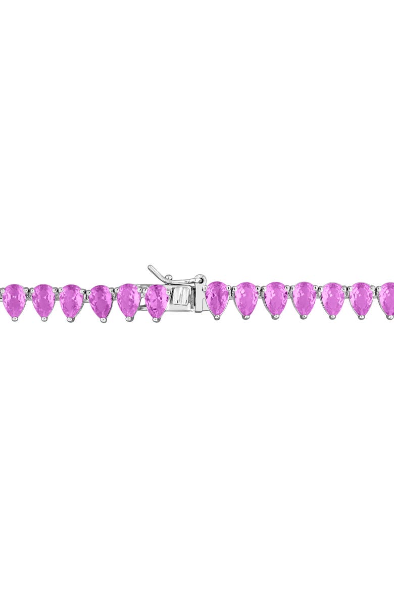Lab-Created Pink Sapphire Tennis Necklace, Alternate, color, Pink Sapphire