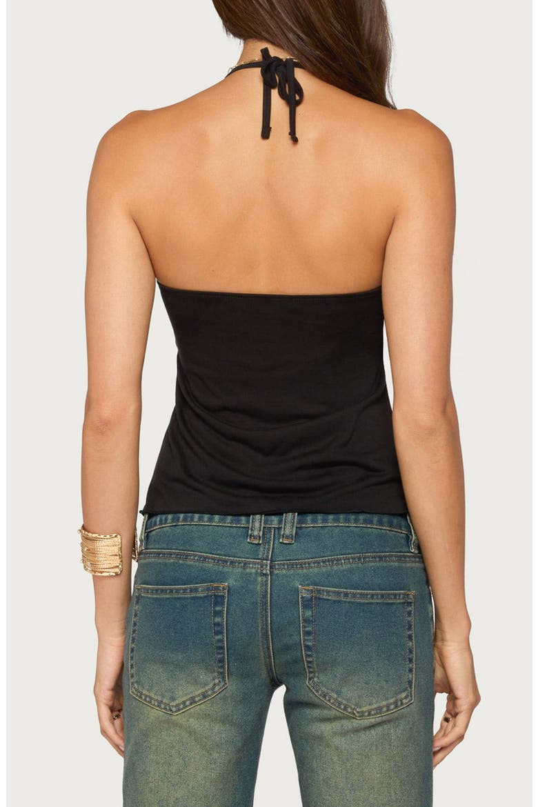 Ivana Studded Halter Top, Alternate, color, BLACK