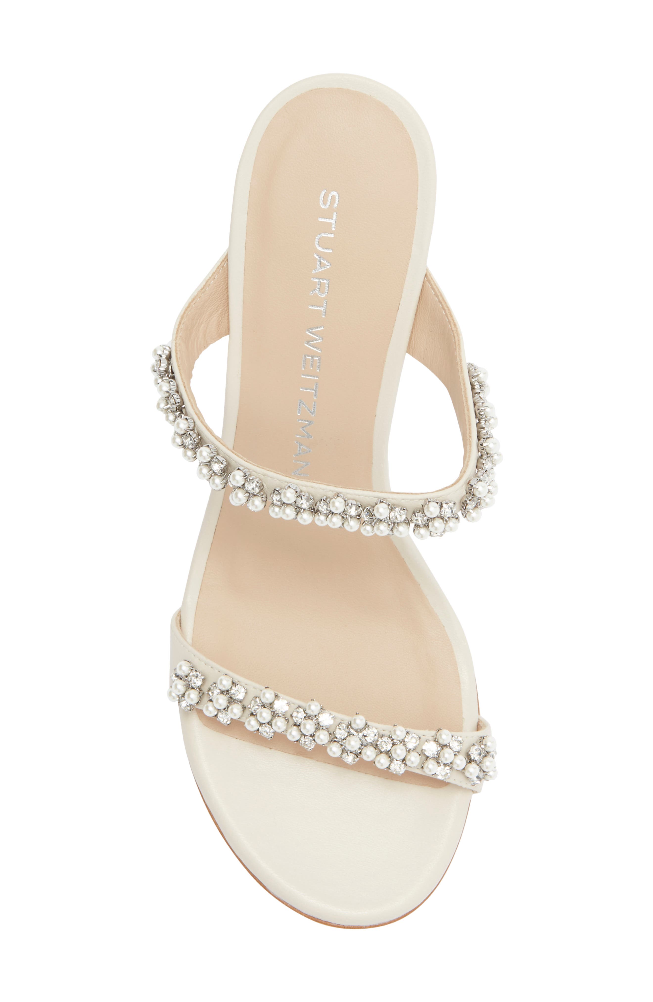 Stuart Weitzman Poppy Faux Pearl Sandal, Alternate, color, Linen/ Clear/ Natural