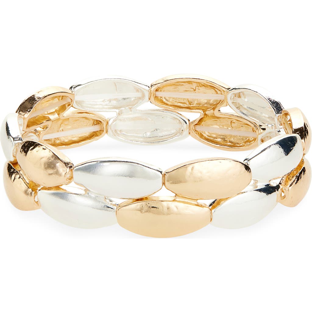 Cara Two-tone Pebble Stretch Bracelet In White