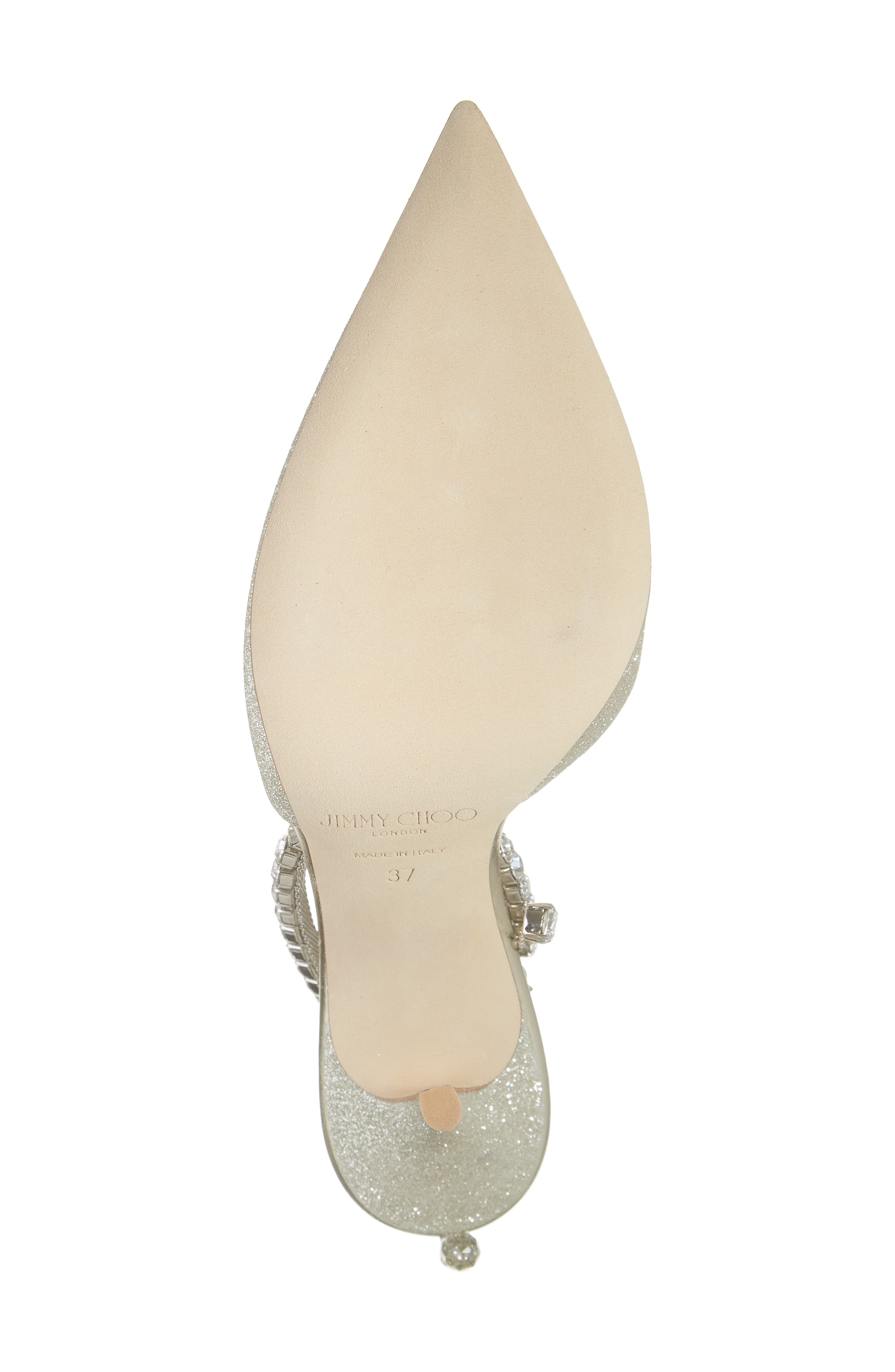 Jimmy Choo Saeda Glitter Crystal Ankle Strap Pointed Toe Pump, Alternate, color, 