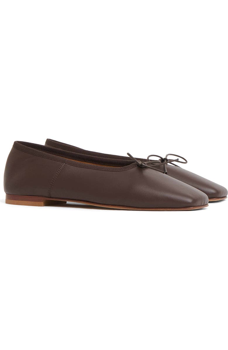 Mansur Gavriel Square Toe Ballerina Flat, Main, color, Chocolate
