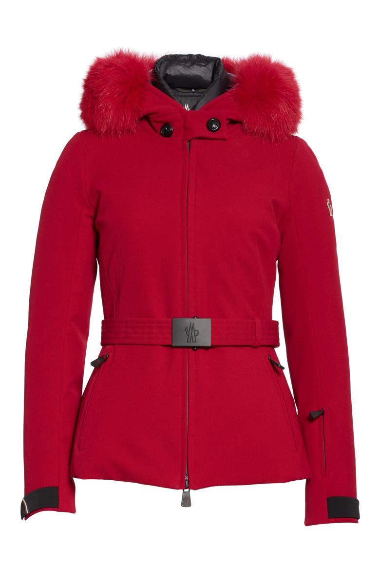 Bauges Waterproof Down Jacket with Removable Genuine Fox Fur Trim, Alternate, color, MAGENTA