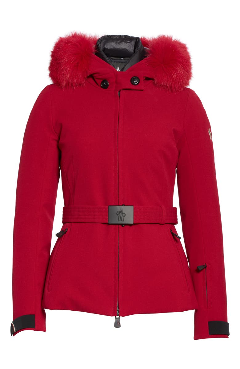 Moncler Bauges Waterproof Down Jacket with Removable Genuine Fox Fur Trim, Alternate, color, 