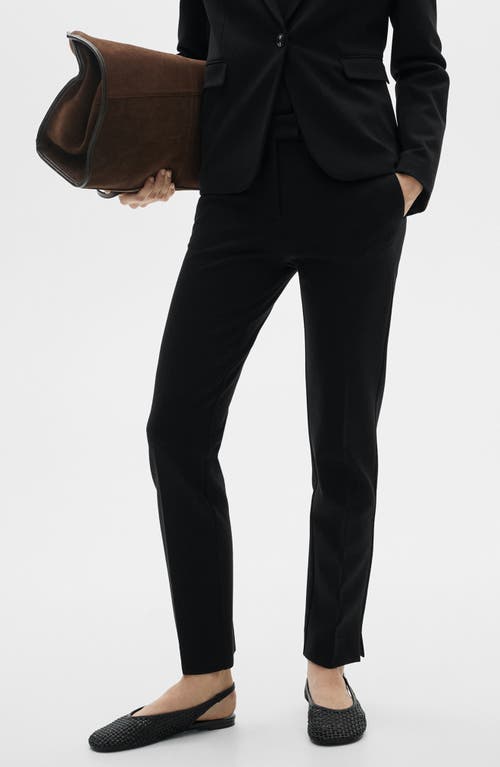Shop Mango Mid Rise Straight Leg Ponte Pants In Black
