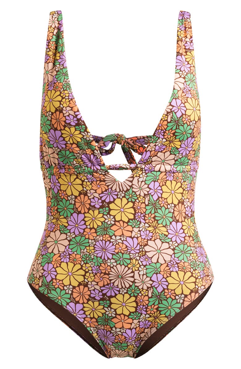 Roxy All Bout Sol One-Piece Swimsuit, Alternate, color, Root Beer