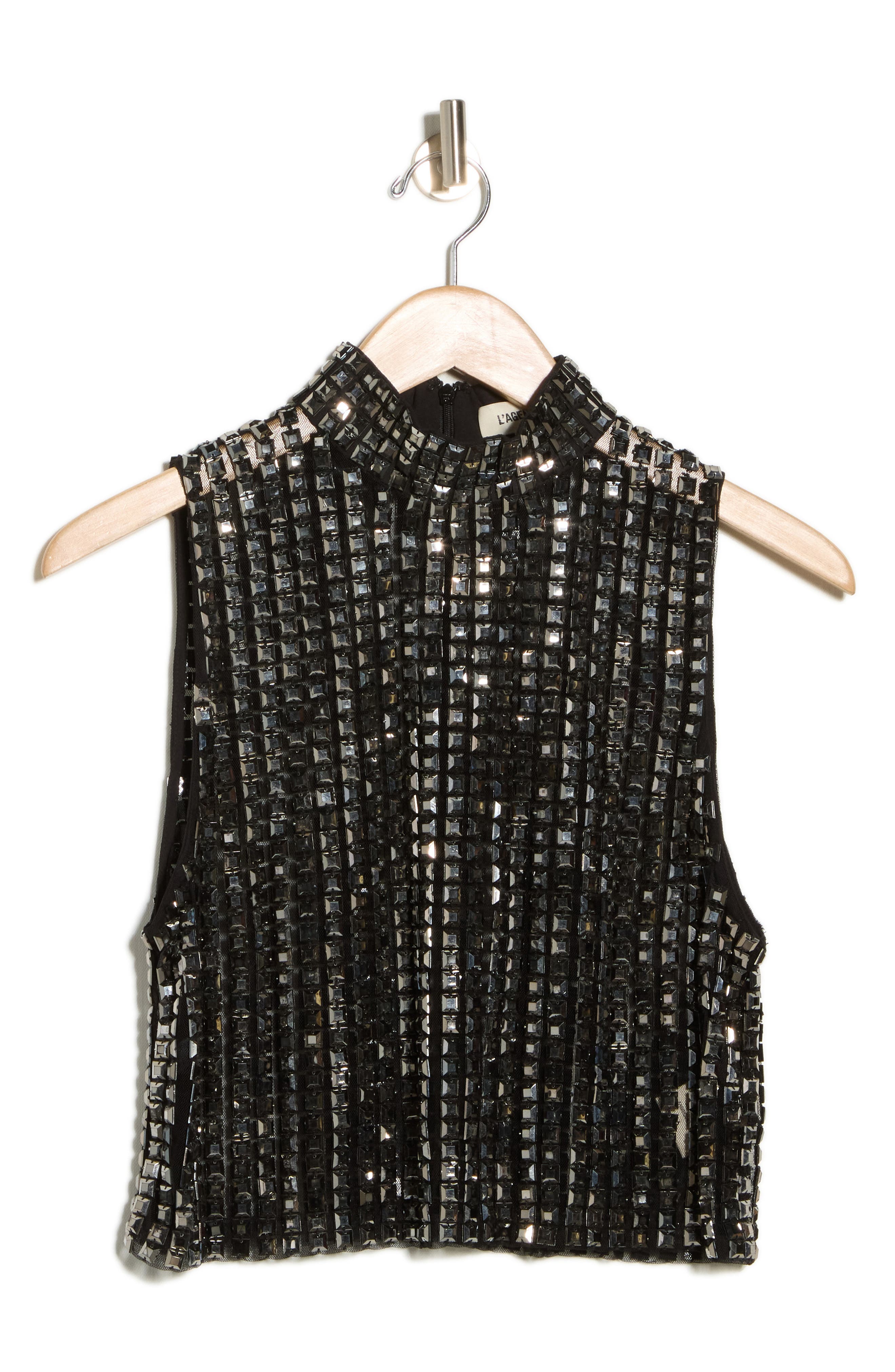 L'AGENCE Yun Crystal Mock Neck Tank