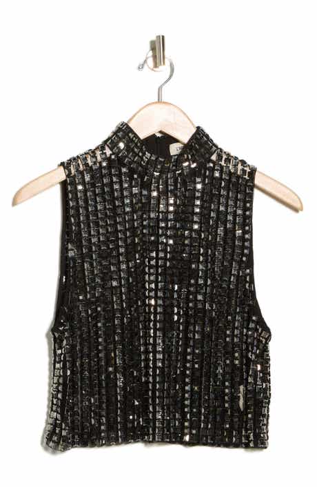 L'AGENCE Yun Crystal Mock Neck Tank