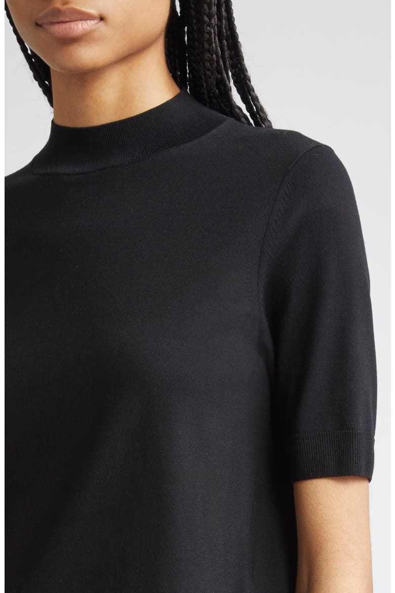 Mock Neck Short Sleeve Sweater, Alternate, color, BLACK