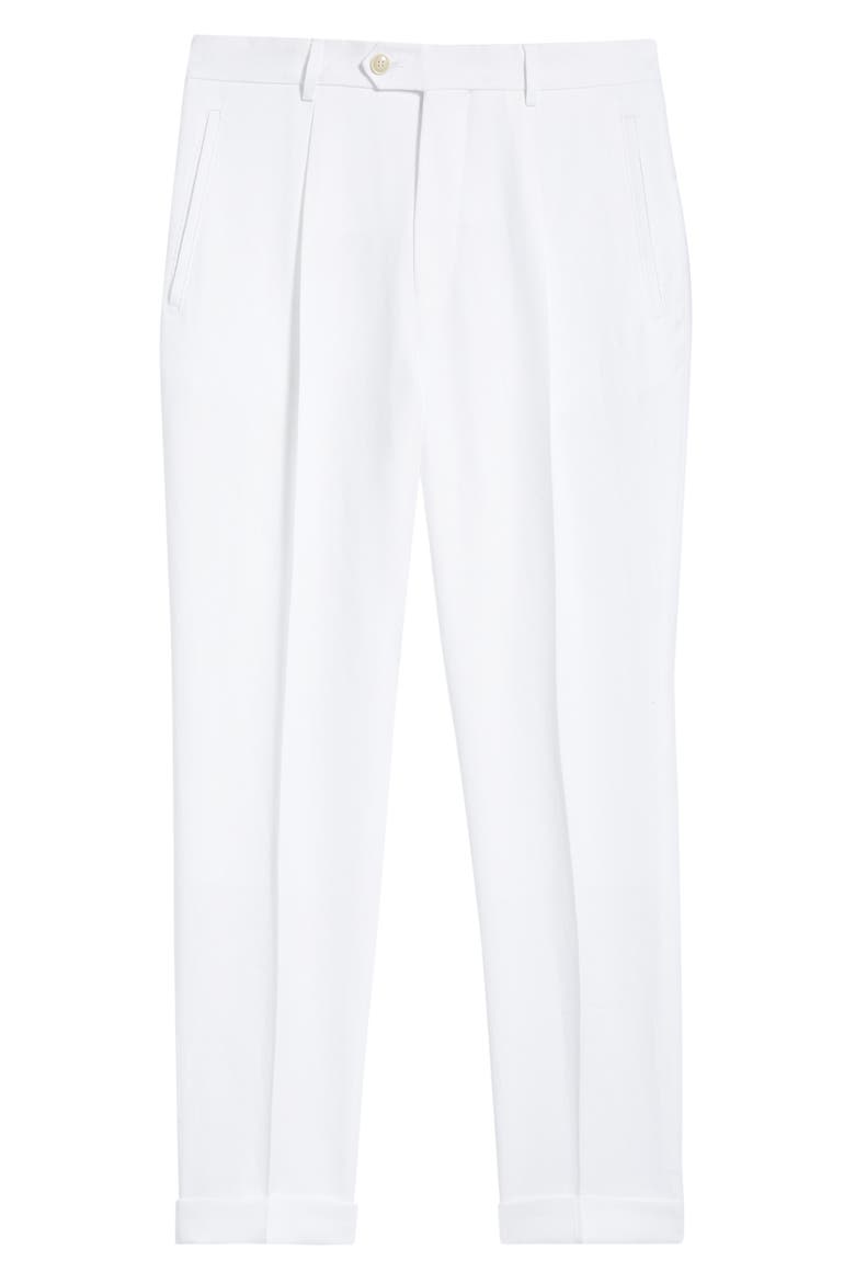 Peet White Pleated Linen Suit Pants, Alternate, color, WHITE