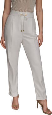 Donna Karan New York Cuffed Cotton Blend Drawstring Pants