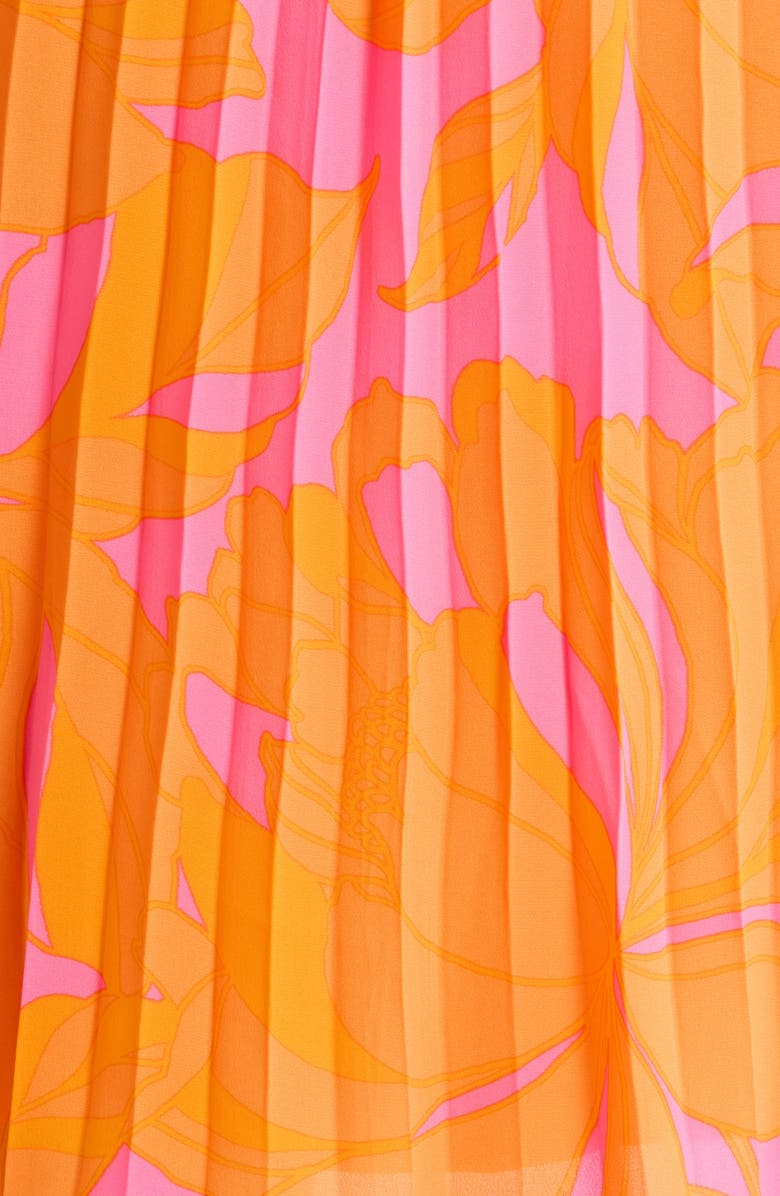 SUGARLIPS Mexia Floral Maly Pleated Midi Dress, Alternate, color, Orange-Pink-Mul