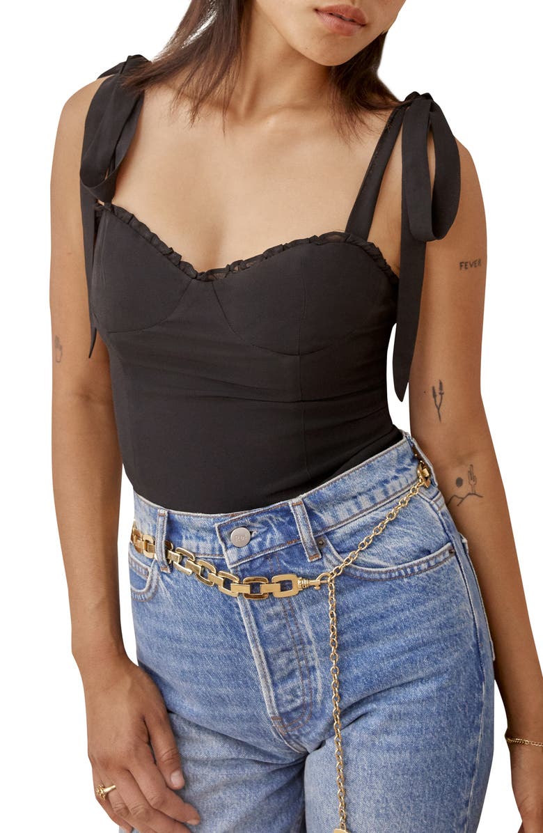 Reformation Blanca Smocked Tie Shoulder Tank, Main, color, 