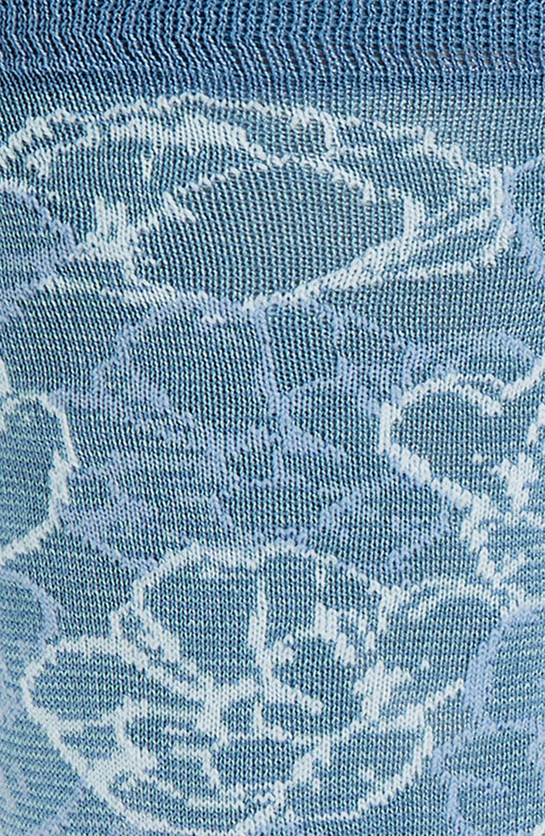 Bugatchi Floral Mercerized Cotton Blend Dress Socks, Alternate, color, Cobalt