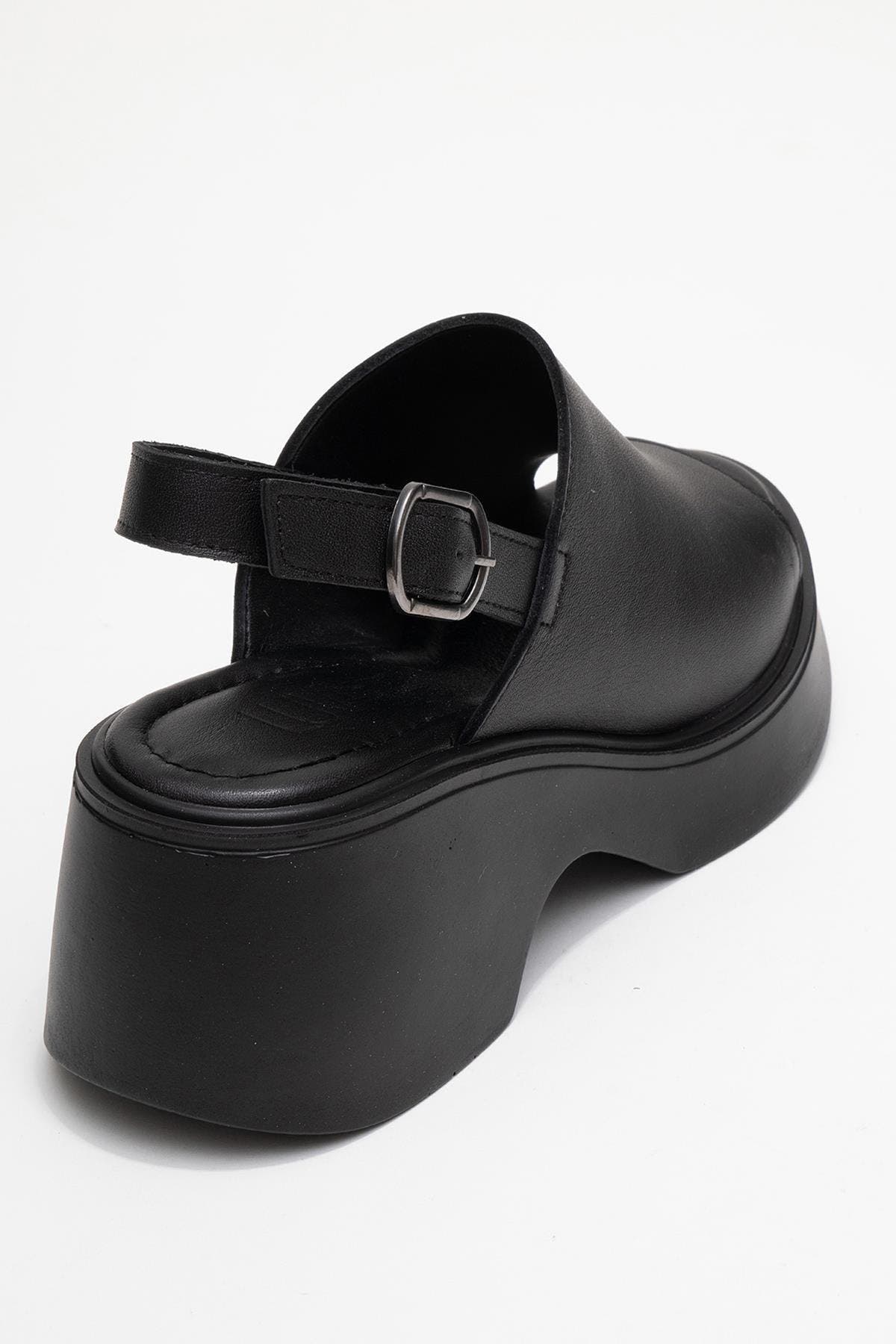 Forever & Always Shoes Power Leather Platform Wedge Sandals, Alternate, color, Black