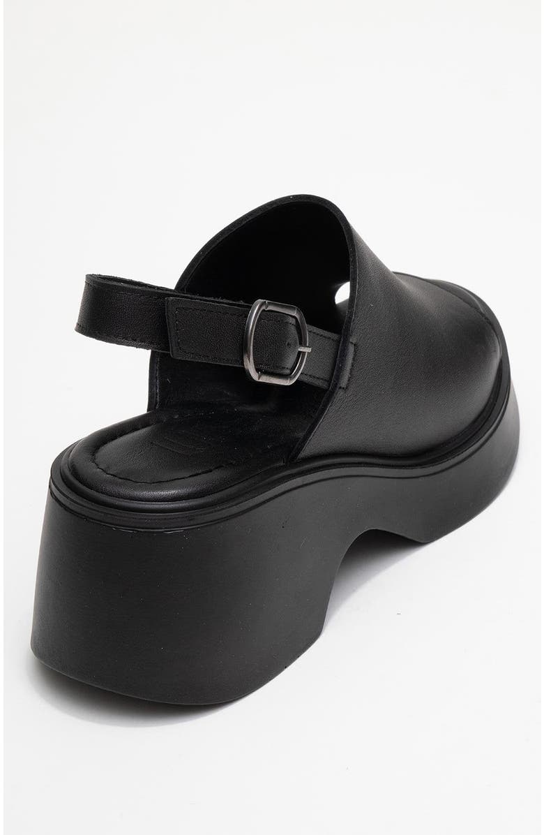 Forever & Always Shoes Power Leather Platform Wedge Sandals, Alternate, color, Black