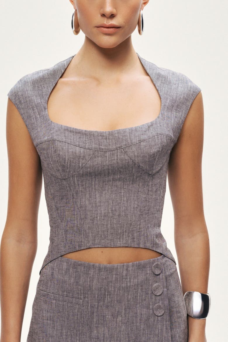 Open-Back Tailored Top, Main, color, Grey